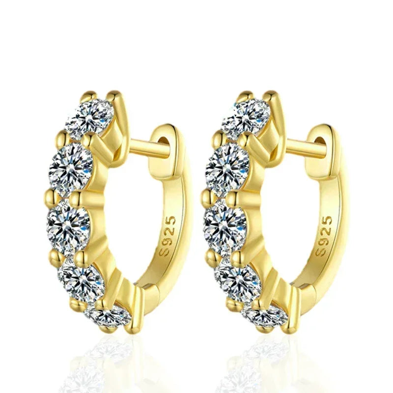 NeeTim 3mm D Color Moissanite Earrings 925 Sterling Silver Plated White Gold Hoop Earring for Women Wedding Party Fine Jewelry
