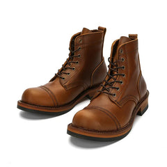 Tooling Work Boots Genuine Leather Luxury Designer Men Shoes Vintage Riding Boots