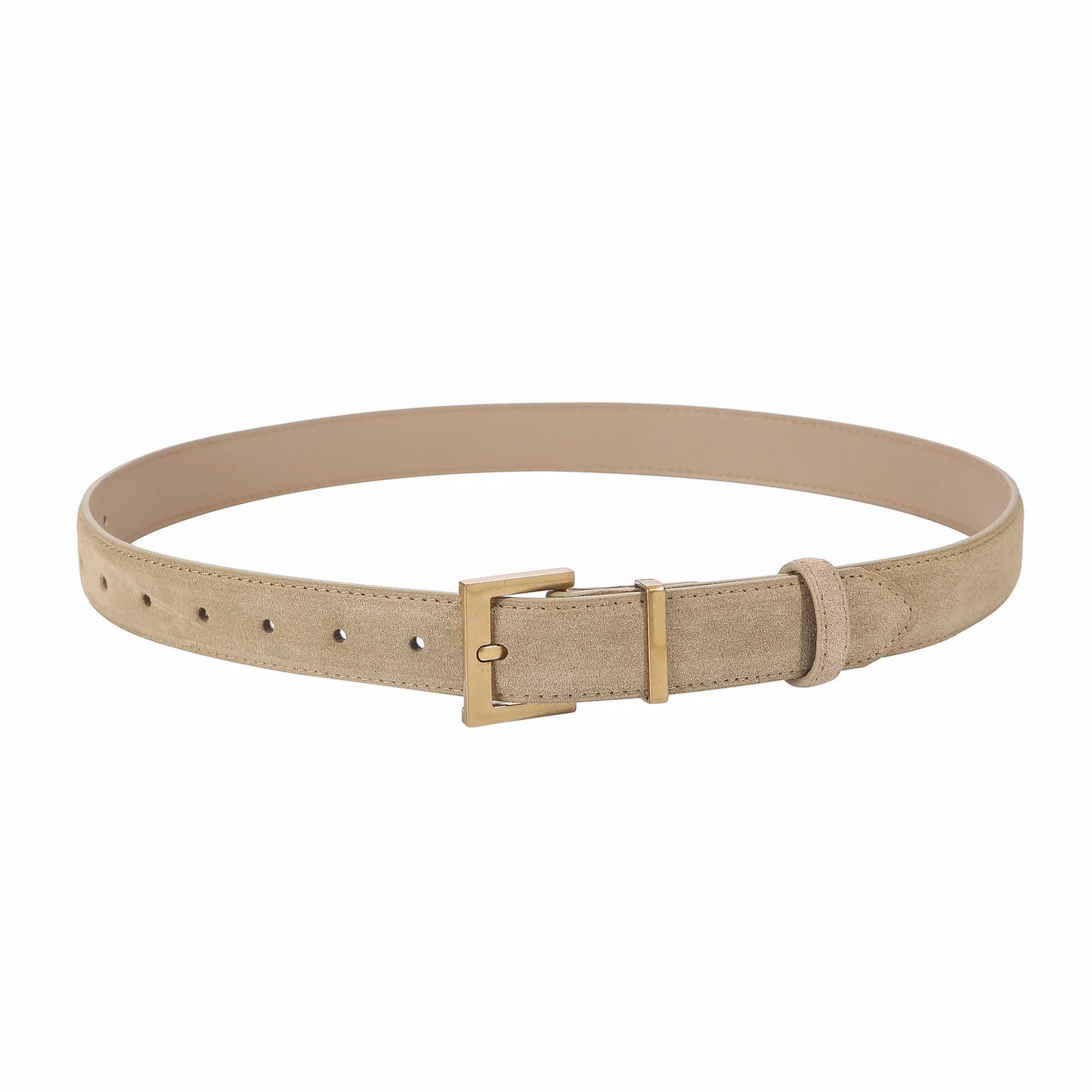 Trendy Cowhide Suede Belt for Women Casual Jeans Dress, Genuine Leather Belts with Square Alloy Buckle Waistband