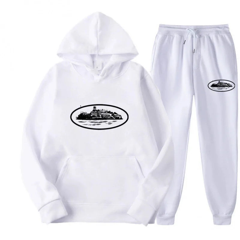 NICE Loose Unisex Fleece-lined Printed Sweatshirt Hoodie Set Devil Prisoner Pattern New Female Casual Comfortable T
