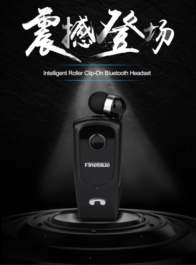 Fineblue F920 Wireless Retractable Portable Mini Bluetooth Headset Calls Remind Vibration Wear Clip Sports Running Earphone