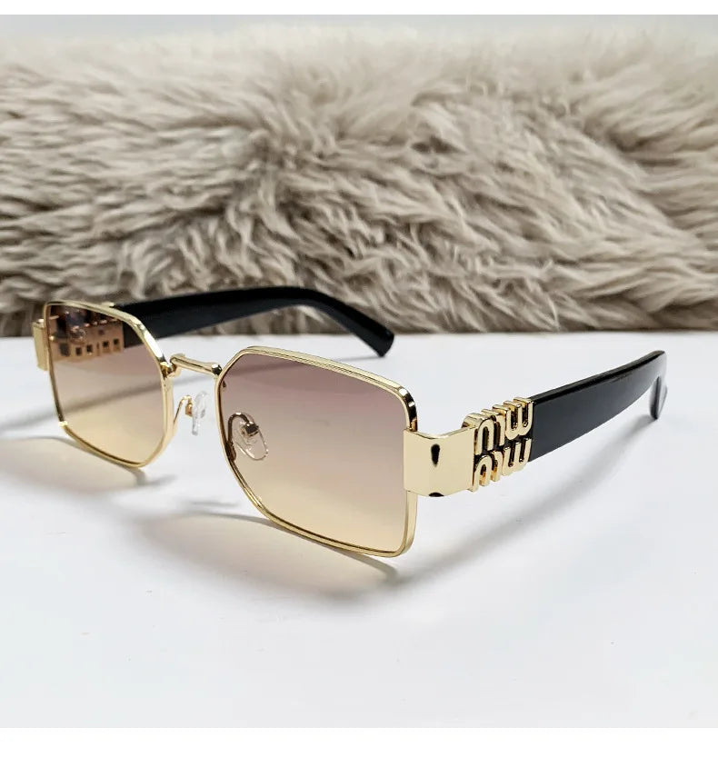 New Fashion Metal Box Women's Sunglasses High Quality High Sense Trend Street Sun Glasses Girls Sunshade Glasses UV400