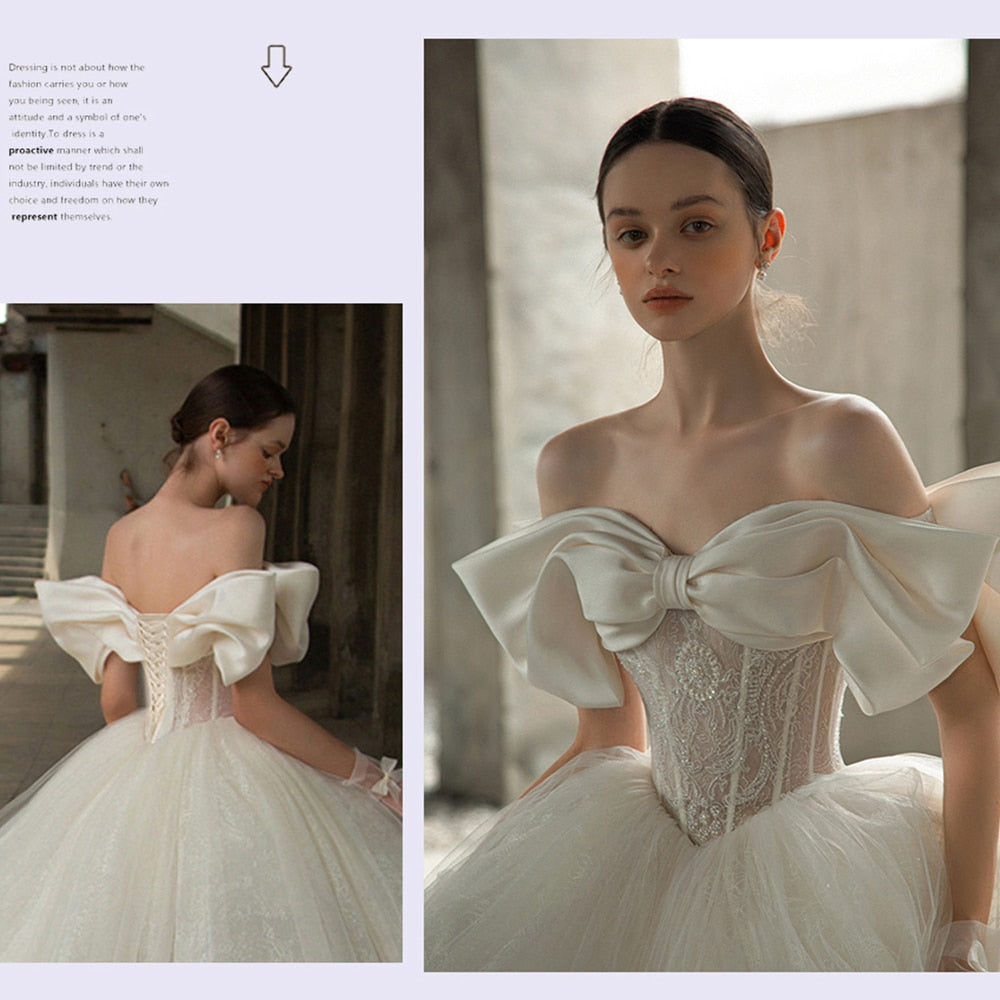 White Bridesmaid Dresses: Off The Shoulder Sweetheart Neck Shiny Beading Pearls