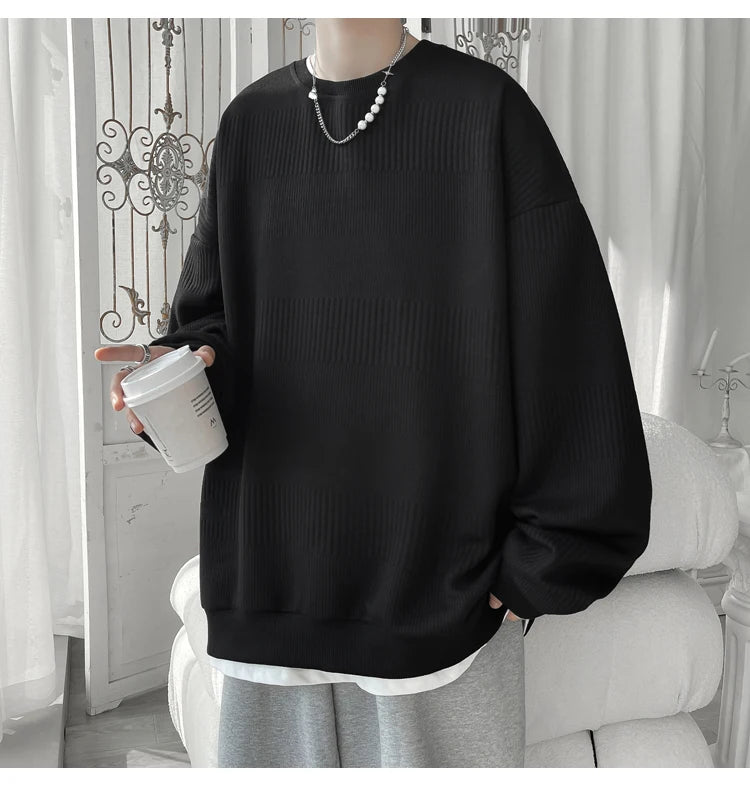 Hoodies Jacquard Sweatshirt Mens White Pullover Streetwear Casual Fashion Clothes