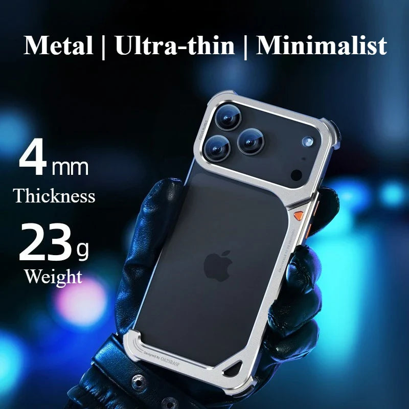 Eary 9-Shaped for iPhone 17 Pro Max 17 Pro Phone Case for Magsafe Wireless Charging With Lens Holder Stand Metal Frameless Shell
