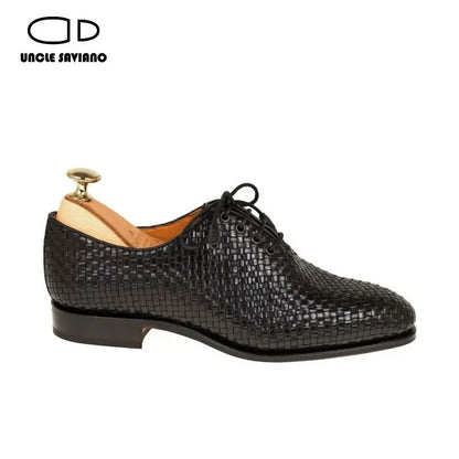 Uncle Saviano Luxury Oxford Dress Men Shoes Fashion Wedding Party Best Man Shoe Woven Leather Formal Designer Shoes Men Original