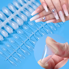 120pcs/Bag Press on Nails Coffin Nail Tips clear Full Cover Fake Nail Artificial Half-matte Press on Long Ballerina False Tips