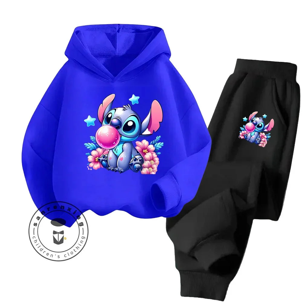 Cheap Popular Simple Stitch Long Sleeve Boy Girl Casual Wear Fun Graphics Everyday Style Energetic Spring Fall Sweatshirt Set