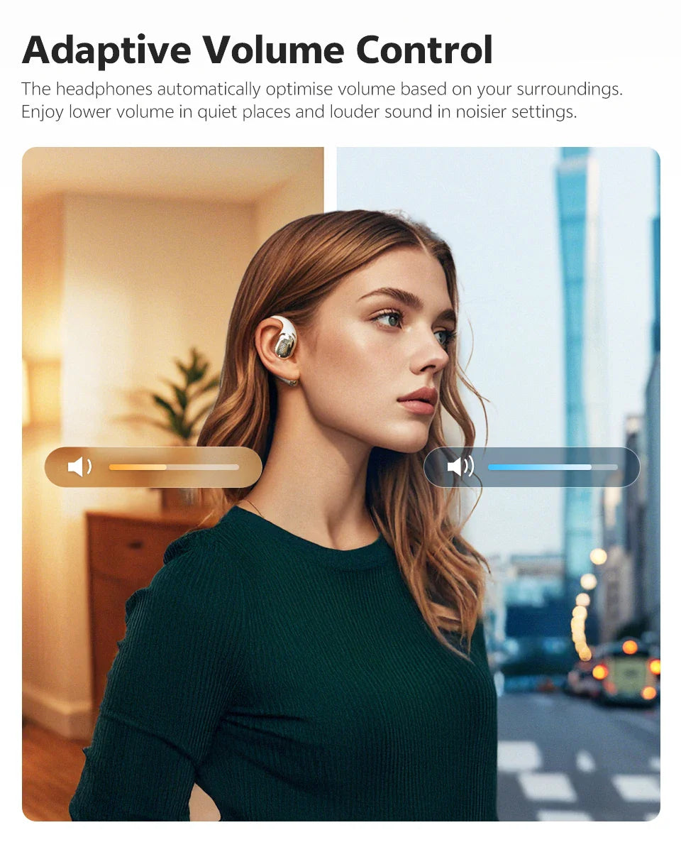 QCY Crossky R70 Open-Ear Wireless Headphones Hi-Res with LDAC OWS Earphones Bass Boost Bluetooth 6.0 Earhook Sport Earbuds 52Hrs