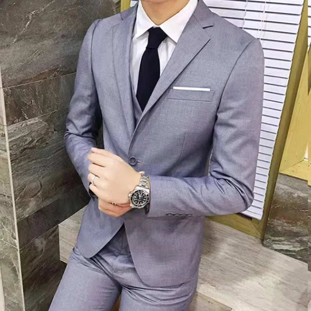 Tuxedo for Mens: Men Suit Regular Slight Stretch Three Piece Set Trousers Blazer