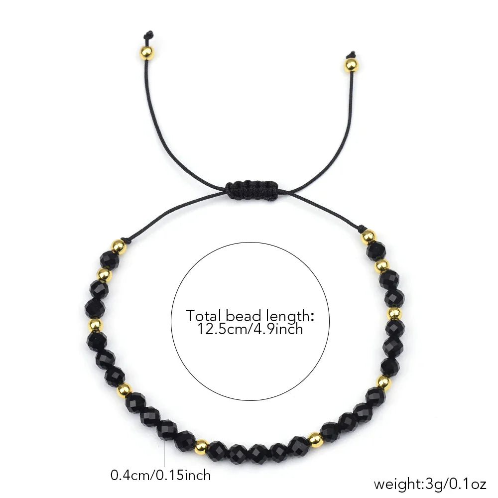 4mm Natural Stone And Hematite Bead Braided Adjustable Bracelet Suitable For Men And Women Daily Holiday Birthday Wear