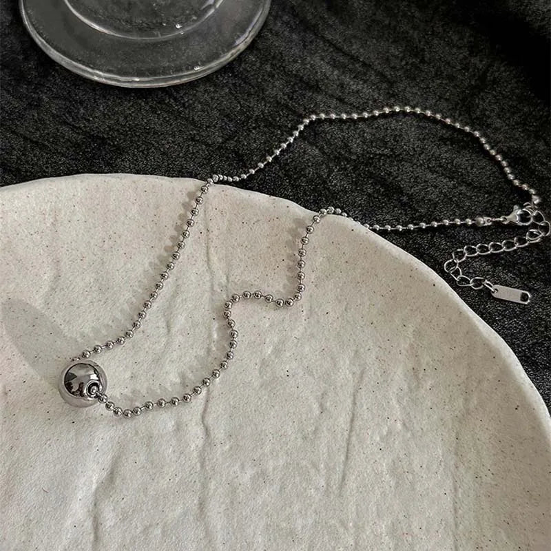 Stainless Steel Silver Color Beaded Necklaces for Women Fashion Metal Pull Long Snake Bone Chain Necklaces Jewelry Party Gifts