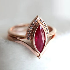 Rose Gold Color Rings for Women Classic Metal Marquise Bridal Wedding Rings