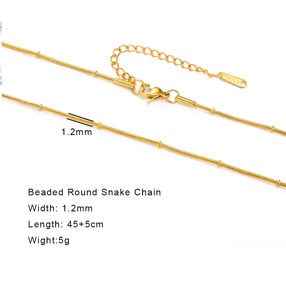 Skyrim Stainless Steel Gold Color Chain Necklace Women Minimalist Cuban Paperclip Twisted Snake Chain Fashion Jewelry Wholesale
