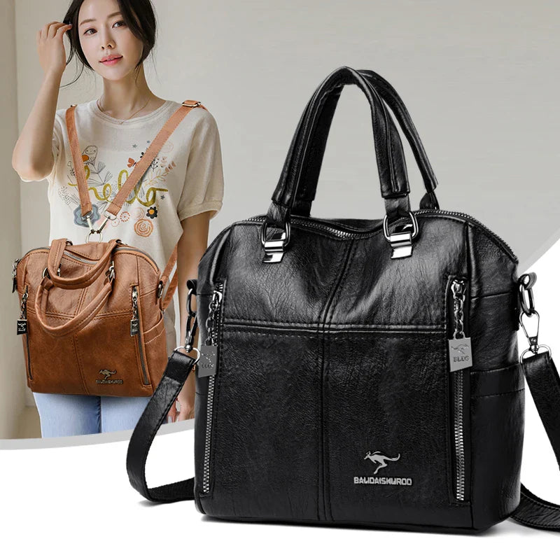 Hot Sale High Quality Leather Backpack Women Shoulder Bags Multifunction Travel Backpack School Bags for Girls Bagpack Mochila