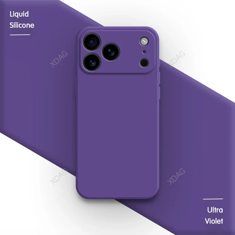 Liquid Silicone Original Phone Case for iPhone 17 Pro Max Air 17Pro 17Max 5G Straight Edge Lens Protection Soft Basic Back Cover
