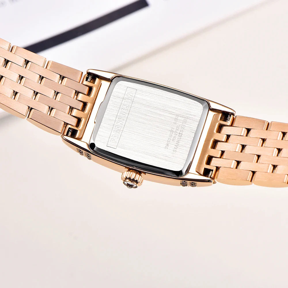 Pagani Design New 22mm Square Women's Quartz Watch Stainless Steel Sapphire Glass 50m Waterproof Women's Quartz Watch