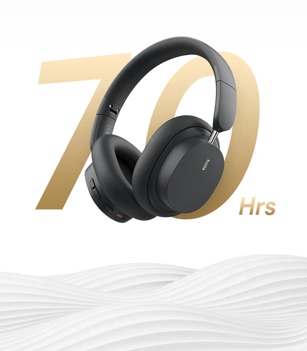 Baseus Wireless Headphones Bluetooth 5.3 HIFI Level Earphone 40mm Driver Foldable Over Ear Headsets 70H Playtime Spatial Audio