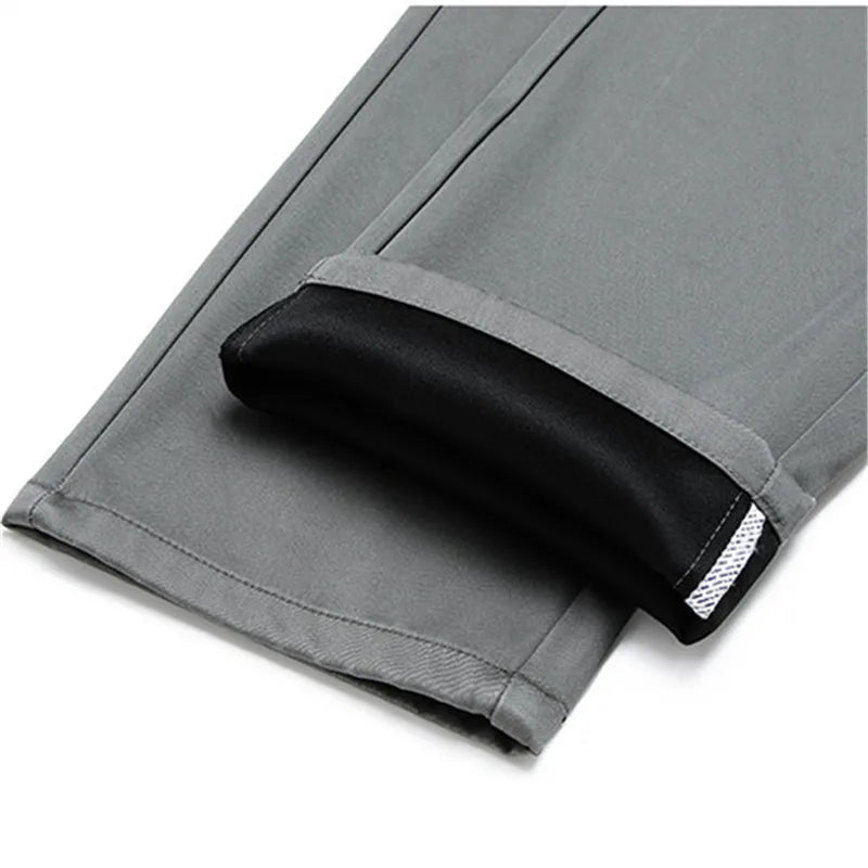 Autumn Smart Casual Suit Pants Men Stretch Straight Black Khaki Trousers Formal