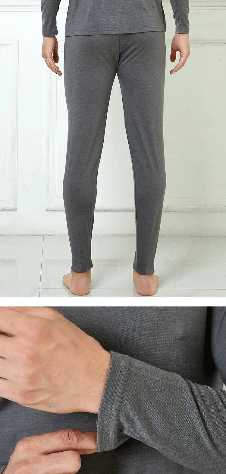 100% Merino Wool Base Layer Set Men 150G Winter Merino Wool Thermal Underwear Sets Lightweight Long Sleeve Top Bottom Pants