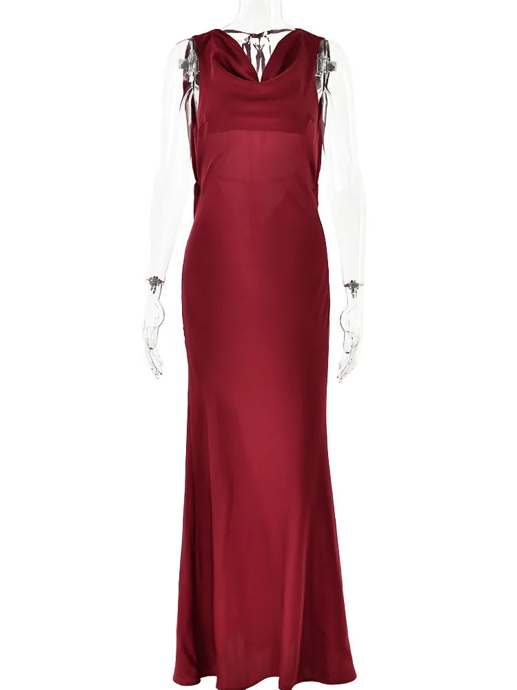 Evening Dresses: Bandage Spaghetti Strap V Neck Maxi Dress For Women