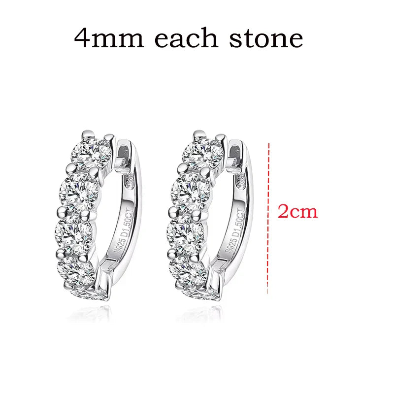 Smyoue 18k 3cttw Moissanite Hoop Earring for Women 4mm Stones D Color Sparkling Created Diamond Earring 100% 925 Sterling Silver