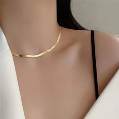 Fashion Stainless Steel Gold Plated Chain Necklace for Women Golden Choker