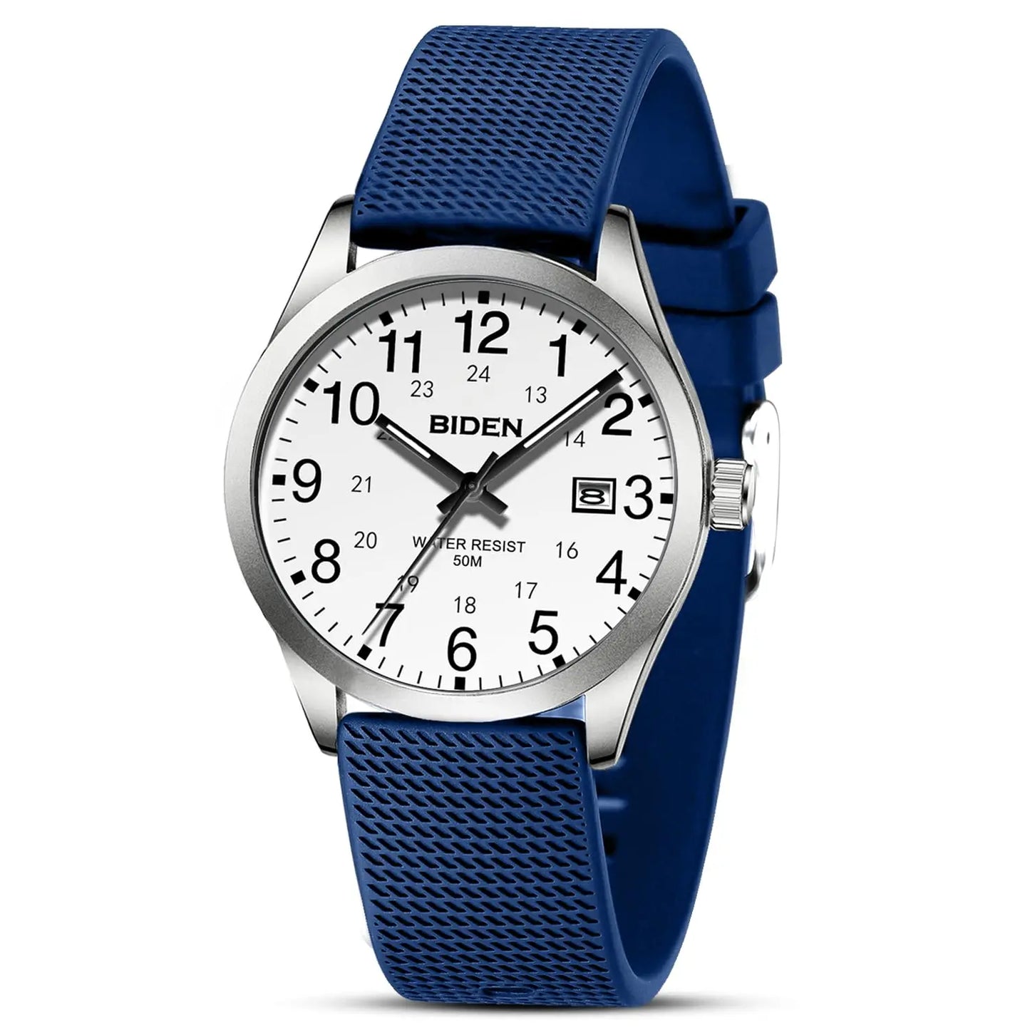 BIDEN Men's Watch Simulated Quartz Sports Men's and Women's Watch 30 Waterproof Second Hand Luminous Easy to Read Dial