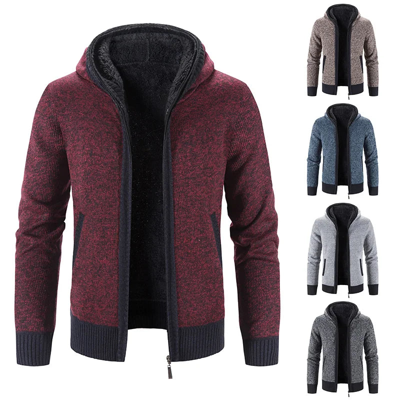 Men's Clothing Knit Sweater Cardigan Autumn Winter Patchworked Hombre Hoodies