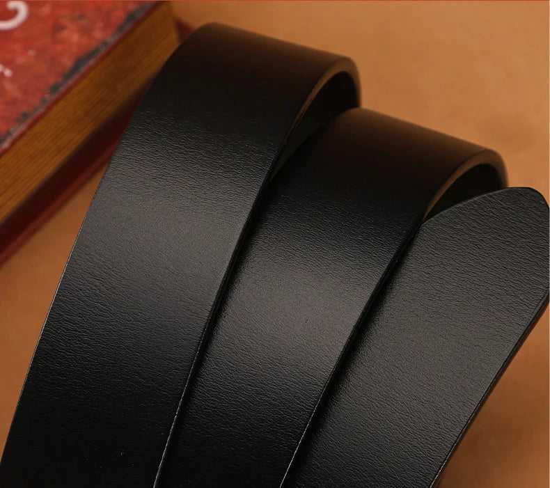 3.8cm Wide Men's Belt 110cm 120cm 130cm High-Quality Leather Belt Men's Retro Pure Cowhide Alloy Pin Buckle Jeans Men's Belt