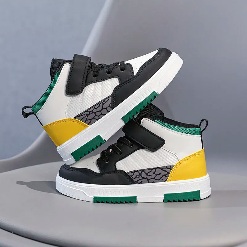 Brand Kids Board Shoes High Top Boys Girls Sneakers Leather Waterproof