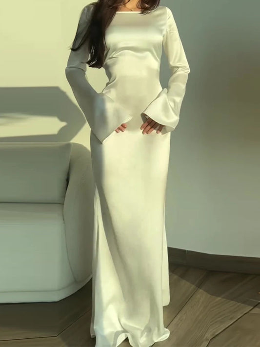 Evening Dresses: Womens Dresses Long Dresses Fashion Simple Round Neck