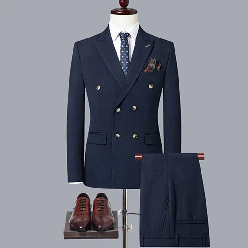 Tuxedo for Mens: Men's Casual Boutique Double Breasted Solid Color Business Suit