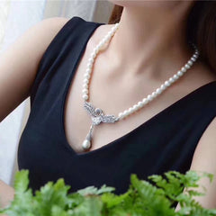 Freshwater Pearl Choker Necklace For Women,Real 925 Silver Natural Pearl Pendant