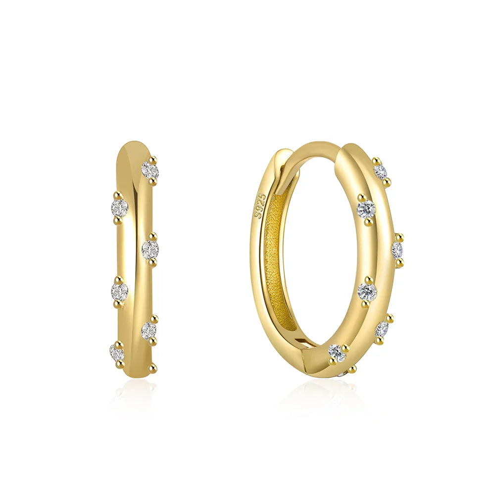 CANNER Ins Star Anise 925 Sterling Silver  Earring For Women Hoop Earrings Crystal Fine Jewelry Glossy 18K Gold Mom Gift Trend