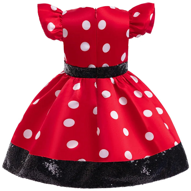 0-6 Year Old New Children's Birthday Party Girl Princess Dress Performance Party Bow Dot Girl Elegant Evening Dress