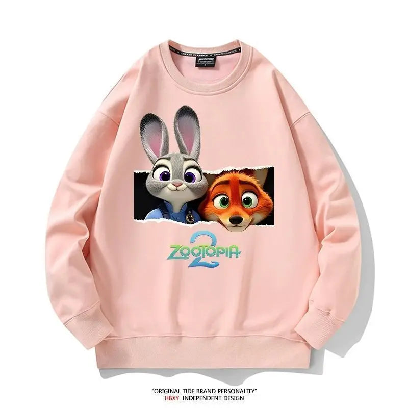 Spring Kid Boy Clothes Children Girls Disney Zootopia 2 Judy Hopps Nick Wilde Print Sweatshirt Top Baby Cartoon Pullover