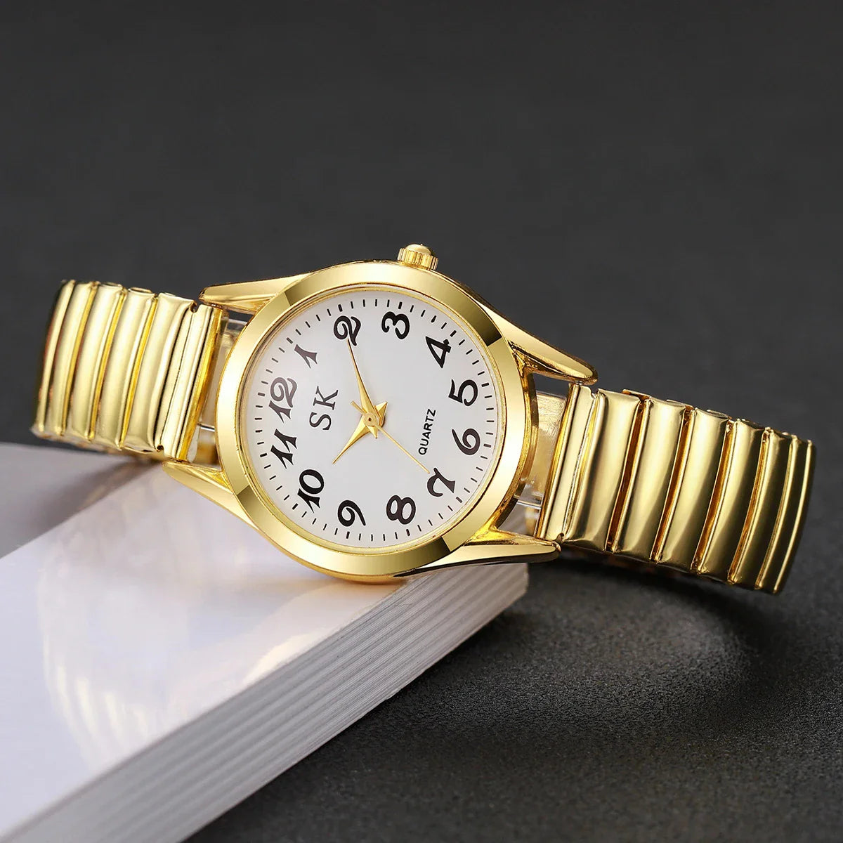 Elegant Small Dial Women Watches Fashion Elastic Strap Quartz Watch Reloj Mujer（Without Box）