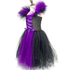 Disney Mistress of Evil Cosplay Outift Tutu Dress for Little Girls Kntting Handmade