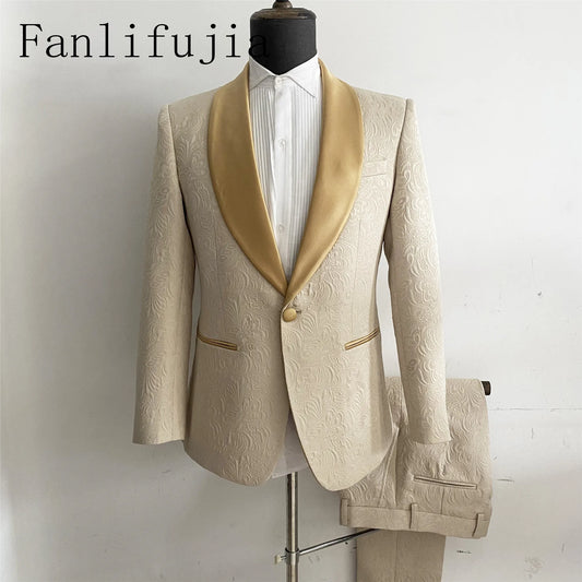 Mens Wedding Suits Italian Design Custom Made Champagne