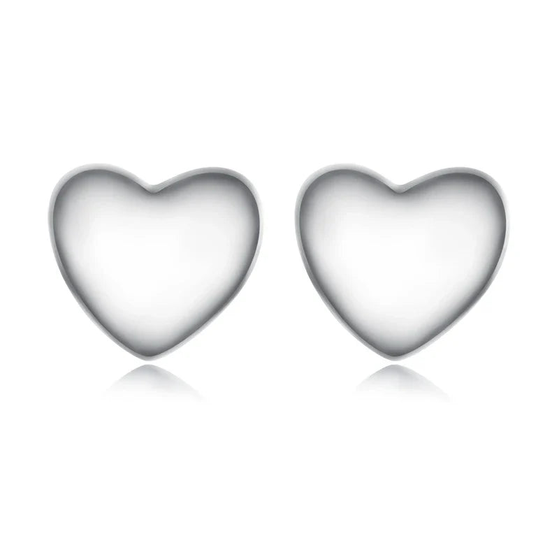 WOSTU 925 Sterling Silver European Simple CZ Ear Buckles Heart Hoop Earrings for Women Wedding Gift Minimalism Jewelry E737