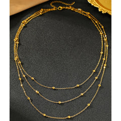 Stainless Steel Necklace High-end Atmosphere Delicate Beads Multi-Layers Chain