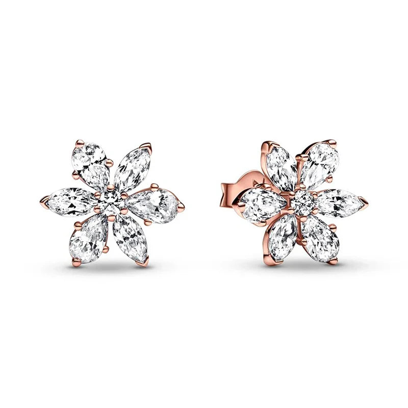 New 925 Silver Earring Shaped Circle Pearls Drop Earring Sparkling Bow Stud Earrings PandKK Original For Women Gift Fine Jewelry