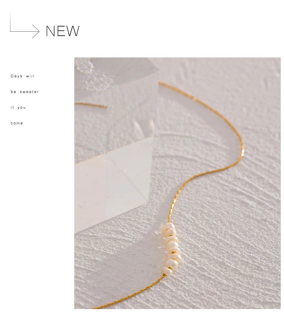 Tarnish Free Natural Pearl Beads Chic Exquisite Necklace Thin Chain Stainless
