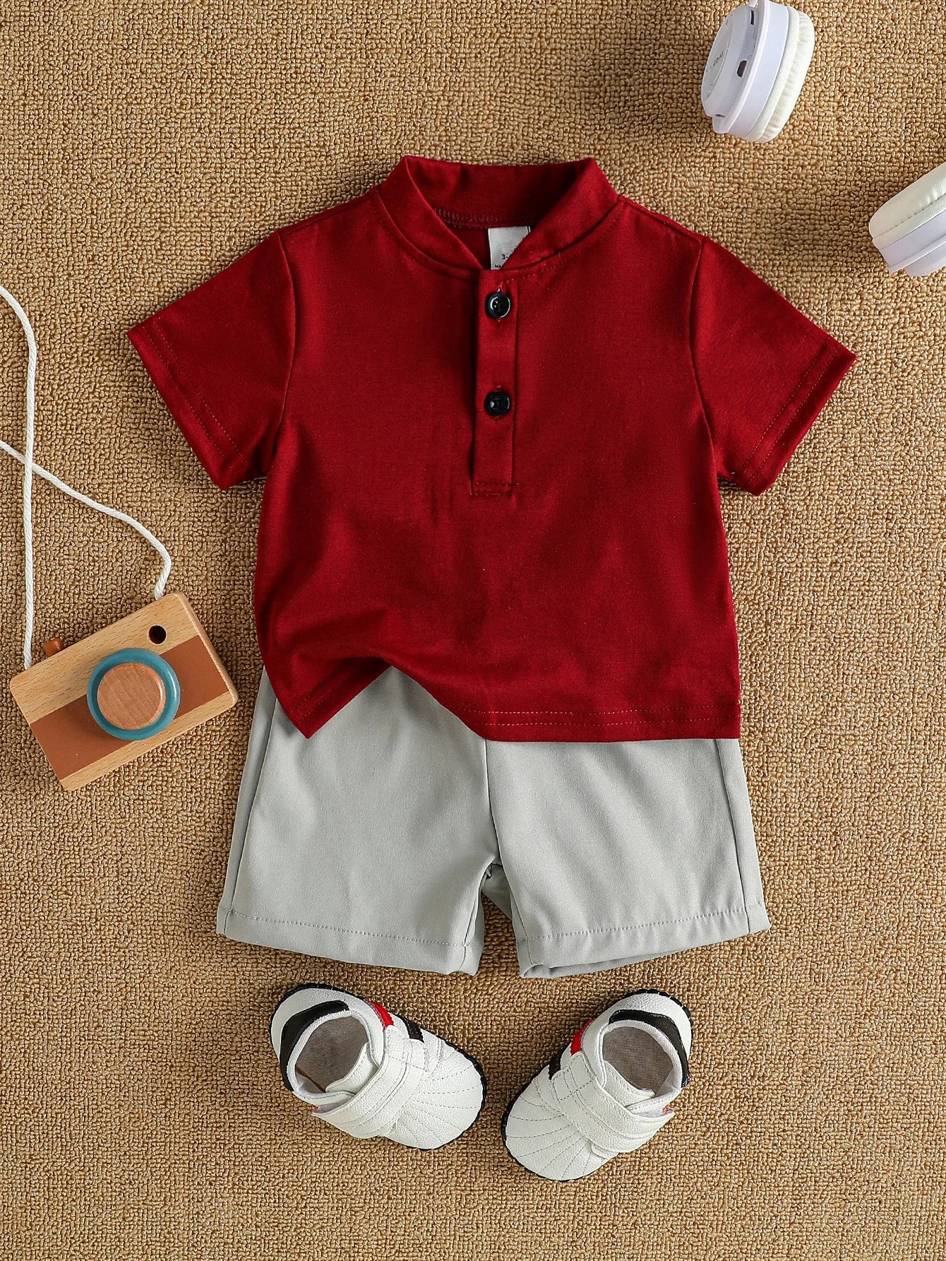 2PCS Infant Baby Boy Clothes Set White Short Sleeves T-shirt Shorts  Summer Daily Casual Outfit for Toddler Suits