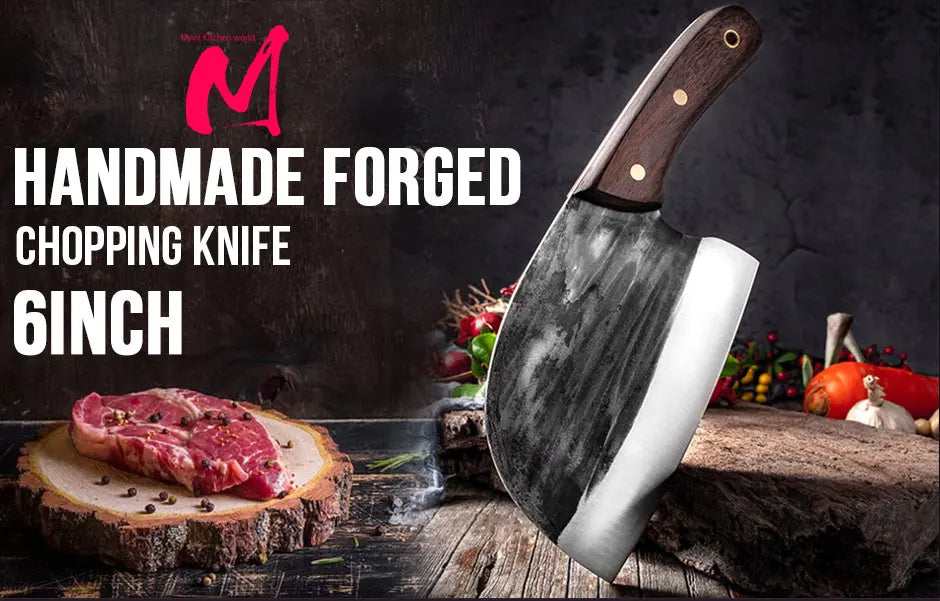 Handmade Forged Meat Cleaver Chopping Butcher Knife Bone Cutter High Carbon