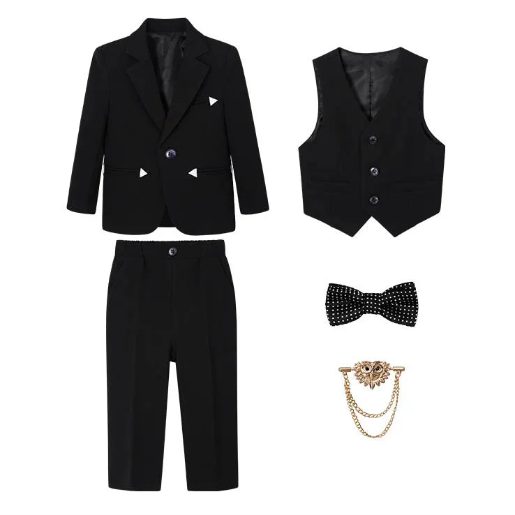 Children Boy Elegant Gray Blue Wedding Suit Teenager Boy Formal Khaki Suit Set Kids Boys Slim Fit Suit Suit For Children Wedding