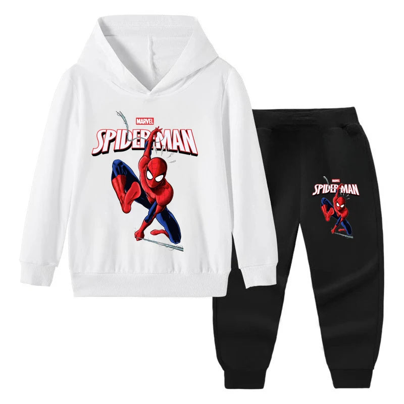 Hoodie For Boys Casual Thin Long-sleeves Sweatshirt+long Pants Sets for Kids Autumn Spider-Man Printed 2pcs Set Clothing