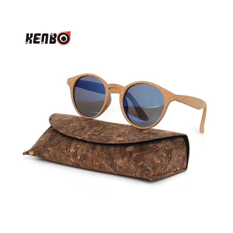 Kenbo High Quality Round Wood Bamboo Grain Polarized Sunglasses With Case Fashion Women Man Shades Wooden Sunglasses