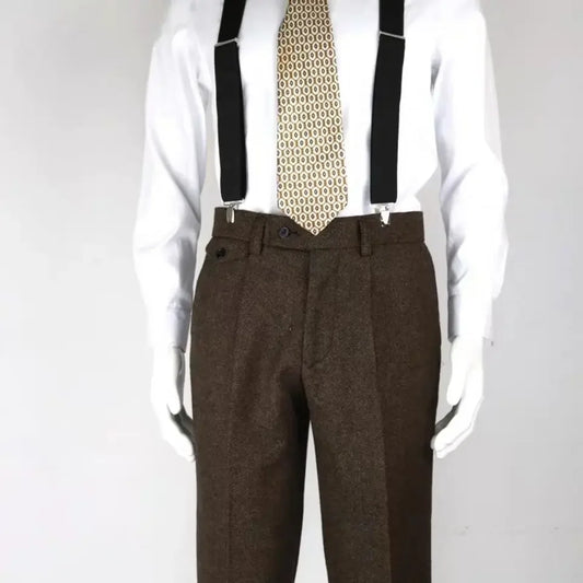 Business Suit Pants Men Casual Formal Slim Fit Classic Office Woolen Straight Trousers